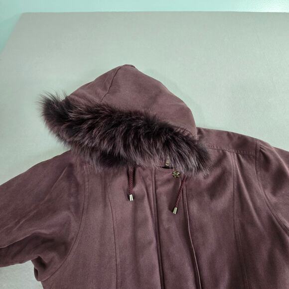 Worthington Dupont Thermolite Plus Faux Fur Trim Hood Zip Parka Jacket Purple - Picture 8 of 16